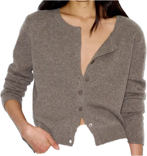 Taupe Crew Neck Cardigan