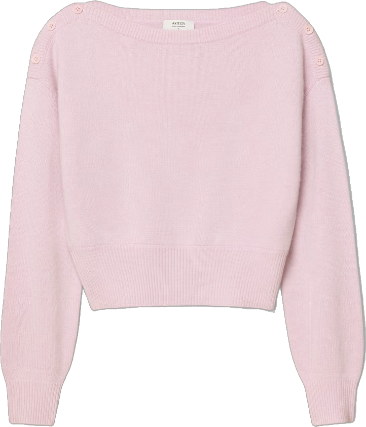 Pink Button Boatneck Sweater