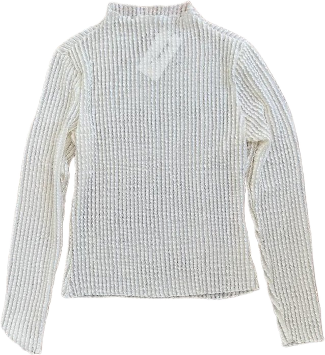 Ivory Textured Mock Neck Top
