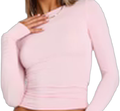 Pink Fitted Long Sleeve Tee