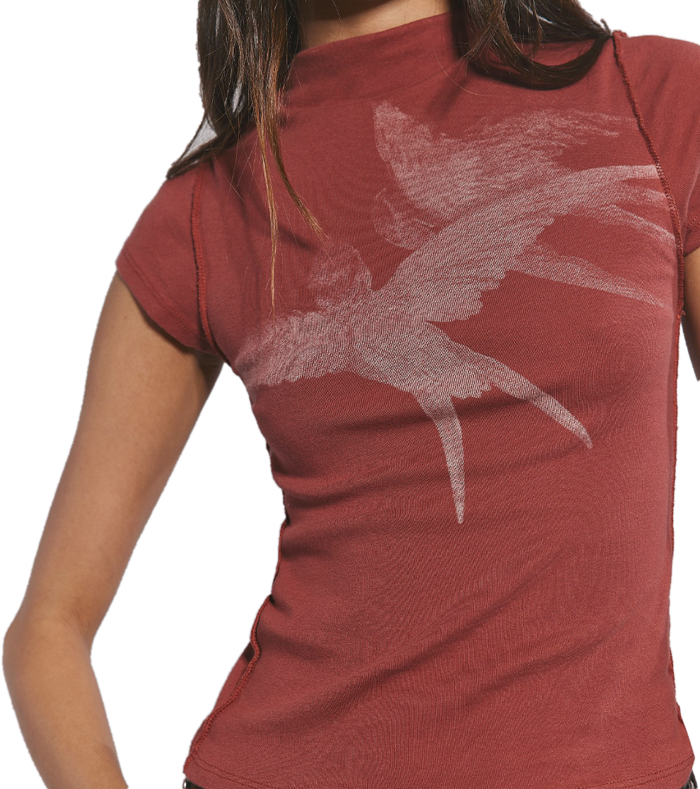 Rust Bird Print Tee