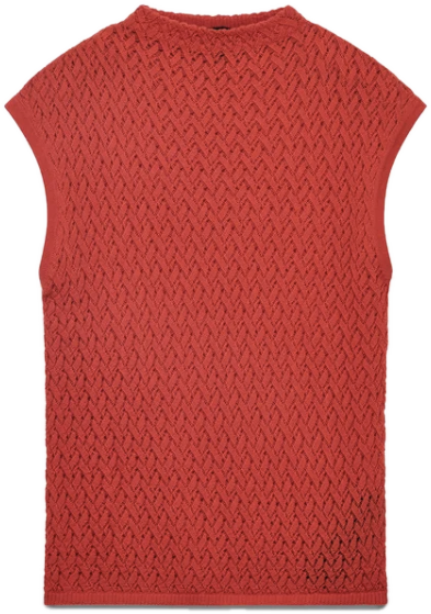 Red Open Knit Sleeveless Top