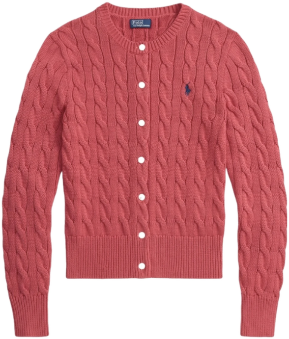 Red Cable Knit Cardigan