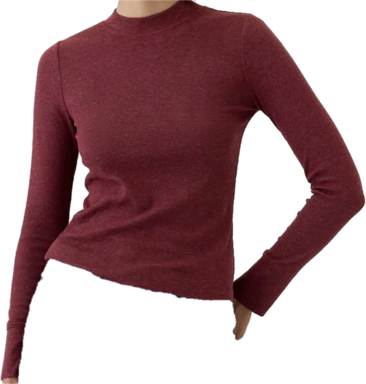 Burgundy Mock Neck Long Sleeve