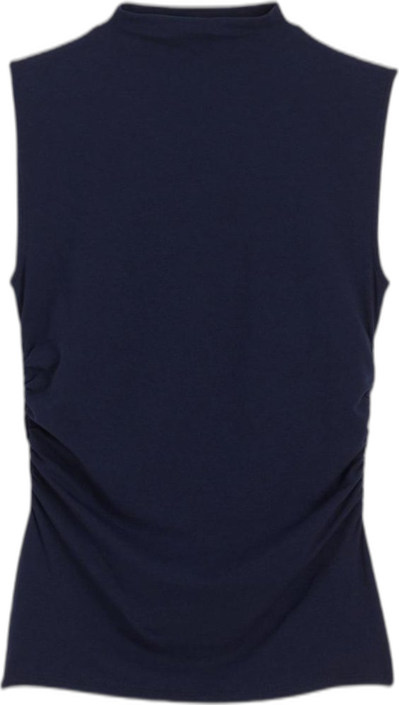 Navy Ruched Mock Neck Tank