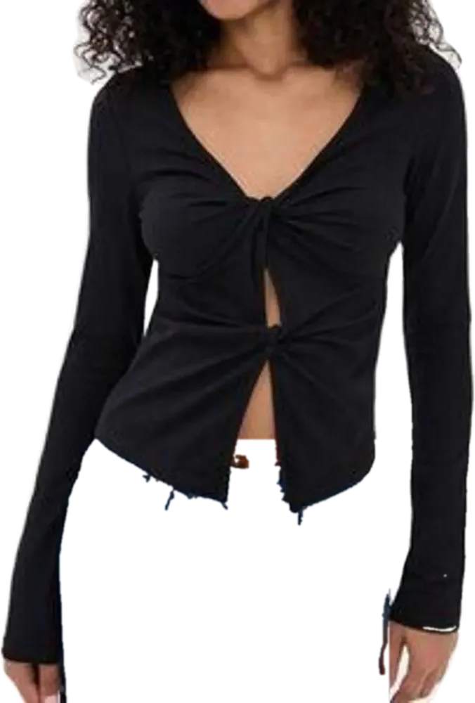 Black Twist Front Top