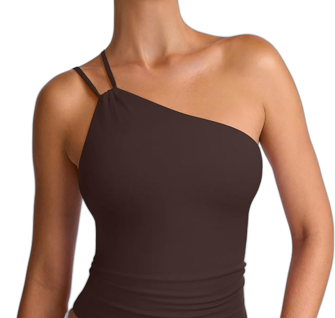 Brown One-Shoulder Top
