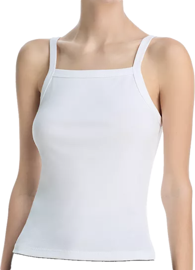White Square Neck Tank