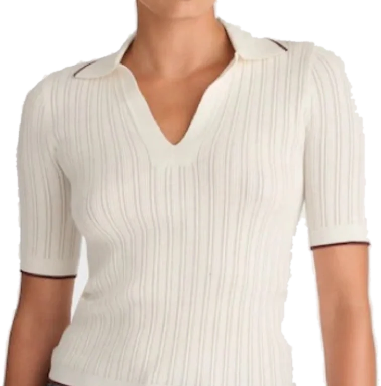 Cream Ribbed Polo