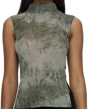 Sage Tie-Dye Mock Neck Tank