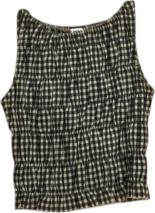 Black Gingham Smocked Top